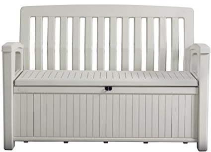 Keter 12-938067 Cassapanca da Giardino Patio Bench, In Resina, Bianco, 132.7 x 63.5 x 89.5 cm, Capacità 227 l
