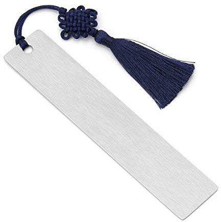PiercingJ Personalized Gravur Edelstahl Lesezeichen mit Keltischer Knoten Quasten Buchzeichen Bookmark Buch Zubehör, Silber (Größe: 25 * 125mm)
