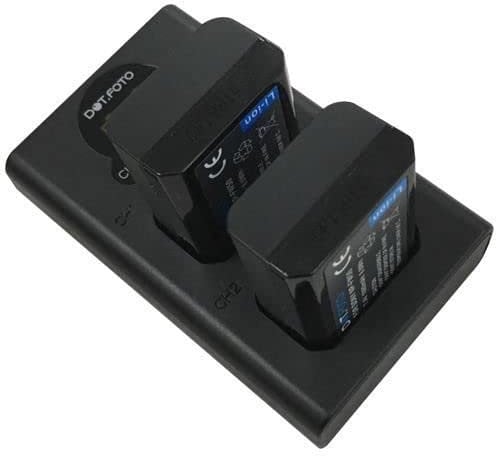 Dot.Foto NP-FW50 Premium 1080mAh Battery (2-pack) & USB LCD Dual Charger for Sony ZV-E10, Alpha 7, A7, A7II, A7RII, A7SII, A7S, A7S2, A7R, A7R2, A5000, A6000, A6500, A6300, NEX-3, NEX-5