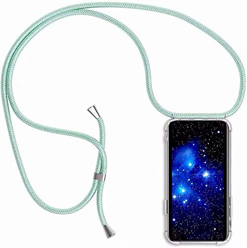 Bigcousin Schutzhülle mit Umhängeband, kompatibel mit Huawei P30 Pro, transparente Schutzhülle mit Kordel zum Umhängen, Mintgrün