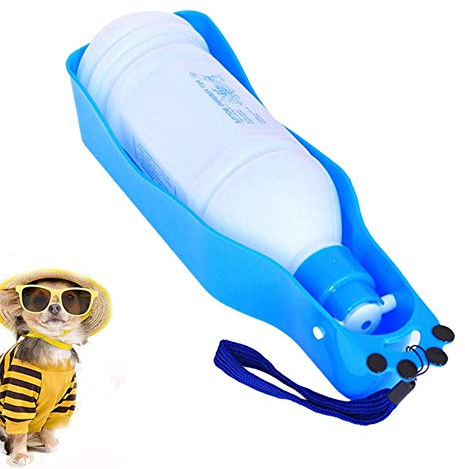 KANKOO Gourde pour Chien Voyage Bouteille d Eau pour Chien Chien Bouteille d'eau avec Bol Pet Voyage Bouteille d'eau Chien Voyage Accessoires Blue,350ml