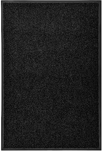 vidaXL Fußmatte Waschbar Schmutzfangmatte Türmatte Fußabtreter Schmutzmatte Schmutzfangläufer Sauberlaufmatte Innen Außen Schwarz 60x90cm