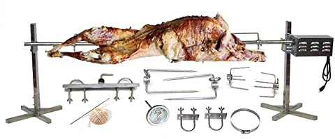 SPITJACK CXB85 - Kit per girarrosto con Maiale, Maiale Intero, Agnello, Barbecue, girarrosto, Motore Elettrico da 40 W, Asta per spiedo da 152 cm, Accessori per Barbecue a carbonella Portatile o