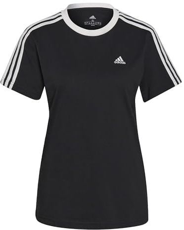 adidas Mujer Essentials 3-Stripes tee, Black/White, S
