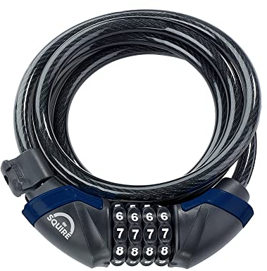 Squire Kilda Combi 10/1800 – Heavy Duty Armoured Steel Bike Cable Lock with Key – Weatherproof, 1800mm