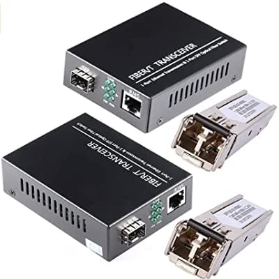 EIN Paar 1,25G/s Gigabit Multi-Mode LWL Glasfaser-Ethernet-Medienkonverter + 2 STÜCKE SFP LC Dual-Transceiver-Modul enthalten, 10/100/1000Base-Tx-SX SMF RJ45 zu SFP-Steckplatz bis zu 550M