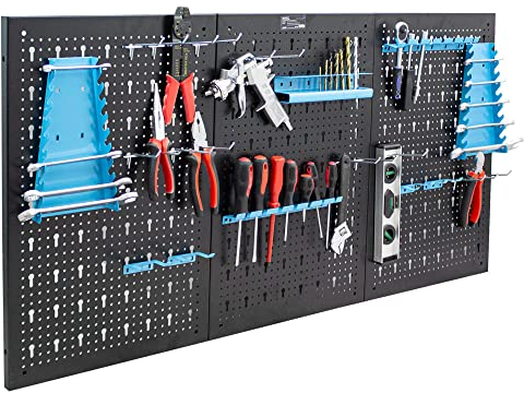 BITUXX Dreiteilige Werkzeug Organizer Werkzeugwand Lochwand Lochplatte Werkzeugregal Wandhalterung Werkstatteinrichtung Lochblech Metall