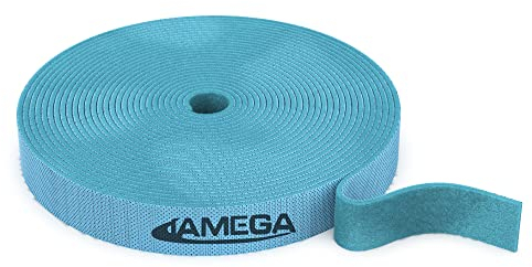 JAMEGA – 5m Klett Kabelbinder Rolle – 15mm Breit Frei zuschneidbar wiederverwendbare Klettkabelbinder auf Rolle | Klettband Klettbandrolle Klettverschluss Kabelorganizer Kabelmanagement - Blau