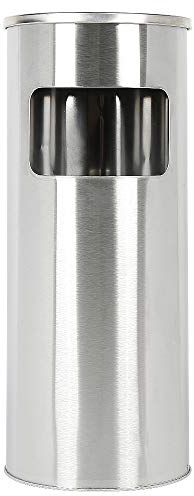 YIMING 1er/2er Set 30 liter Mülleimer mit Aschenbecher, Standaschenbecher für Draußen, Herausnehmbarem Abfalleimer aus Edelstahl, Ø25×60 cm (1er Silber)
