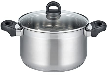 ELO Fleischtopf Turmalin 24 cm, Edelstahl - Induktion, Literskala | Volumenskala, Öl-Dosiersystem, Edelstahl 18/8 - 18/10, Rutschfeste Kaltgriffe, Kunststoffknopf mit Fingerschutzplatte