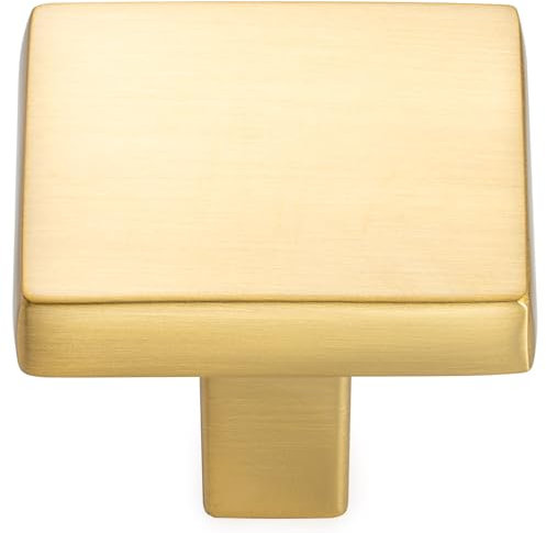 KOOFIZO 10 Pack Brushed Gold Cabinet Knobs Gold Drawer Knobs K03 Square Single Hole Cabinet Pulls for Cabinets Drawer Dresser Cupboard Bedroom Closet Bathroom Vanity