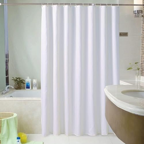 Lkw Ogechi Weiße Polyester Badezimmervorhang 220/240 cm Tropfen, Anti-Schimmel und Waschbare Einfarbige Stoff Duschvorhänge Trocknet Schnell, Wasserdicht Nassraum Vorhang (200x240cm)