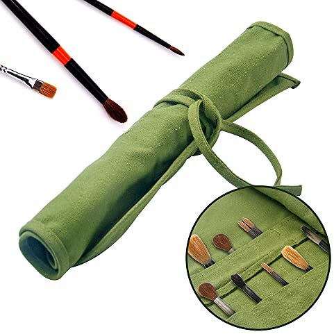 Yongdeli Paint Brush Holder, 22 Pocket Canvas Paint Brush Organizer Holder for Acrylic oil watercolor Gouache Artist Paint brush Roll canvas bag, paint brush bag