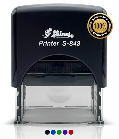 Just Refine selbstfärbender Stempel – 7 Größen – 6 Zeilen – personalisierbar – mit integriertem Stempelkissen – Gehäuse Weiß oder Schwarz – Kissen austauschbar – für Büro + privat (27 x 65 mm)