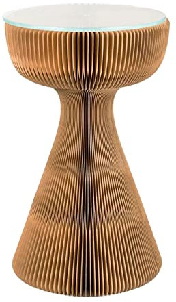 Table Basse Table d'appoint Pliable, 13 x 21 Pouces Table d'appoint Ronde Petite Table d'appoint Bistro Table Basse avec Plateau en Verre for Patio Salon Porche Balcon Cour Jardin Cour Table de Salon