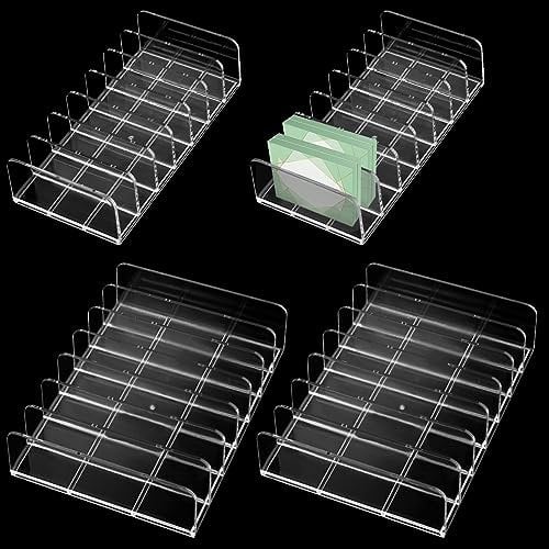 DAKFOOK 4 Pack Eyeshadow Palette Organiser, 2 Sizes Clear Acrylic Makeup Palette Organiser with 7 Slots, Makeup Palette Holder Cosmetic Organiser for Eyeshadow Palette Storage