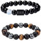 Caimeytie Lot de 2 Bracelets pour Homme réglables en Perles élastiques Constellation Signes du Zodiaque Porte-Bonheur 21,5 cm