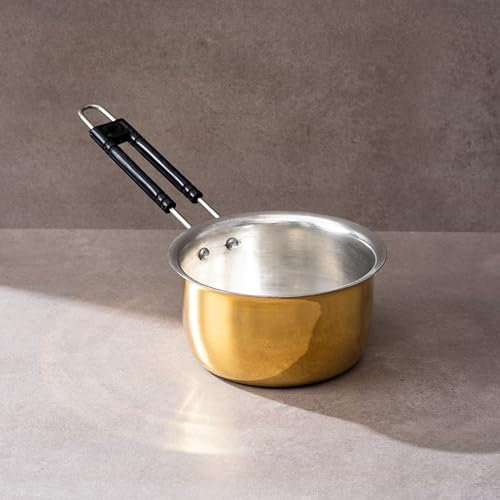 P-TAL Pentola in ottone per tè (1 litro) | 100% puro ottone e pentole atossiche con benefici per la salute ayurvedica