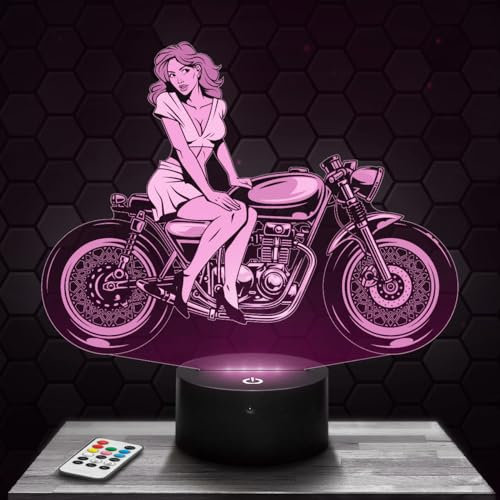 Nachttischlampe Motorrad Pin Up Vintage deko Sexy. Geschenkidee Mann objekt Motorrad Pin Up Vintage Nachtlicht Erwachsene deko Zimmer. Weihnachten