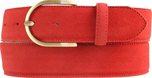 BELTINGER Damen-Gürtel aus Veloursleder 4 cm | Velour-Gürtel für Damen 40mm | Wildleder-Gürtel 4cm mit goldener Gürtelschnalle