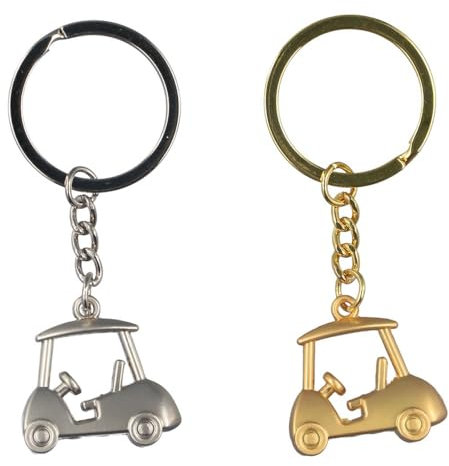 Pokinge Golfwagen-Anhänger, Zinklegierung, Golfwagen-Schlüsselanhänger, Unisex, Schlüsselanhänger, Tasche, Charm, Schlüsselanhänger, Geschenk, für Golfer, Golfliebhaber, 2 Stück, Mehrfarbig, fashion