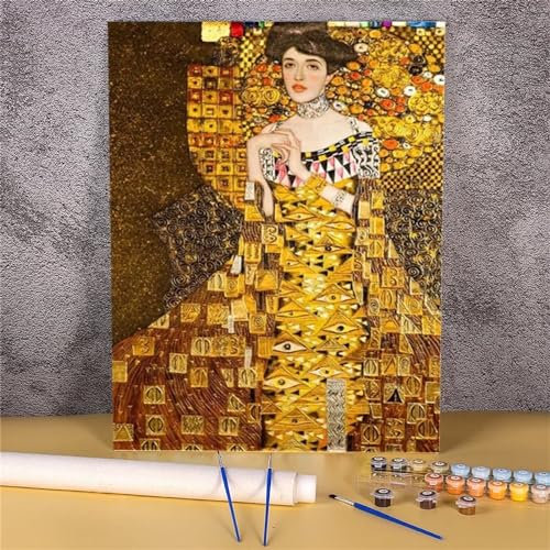Klimt Peinture par Numéros pour Adultes,40x50cm Acryliques Paint by Numbers sans Cadre DIY Kits de l'huile sur Toile pour Adulte Enfant avec Peintures et Pinceaux Artisanat Maison Murale Décoration