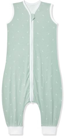 Lictin Schlafsack mit Füßen 0.5 Tog, Sommerschlafsack mit Füßen Bio-Baumwolle, Sommerschlafsack Baby 100cm, Schlafsack mit Füßen Sommer Grüne Pflanze, Schlafsack Baby für Jungen und Mädchen