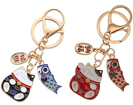 PRETYZOOM 6stücke Maneki Neko Schlüsselanhänger Aus Glückskatze Schlüsselring Für Neujahr Kreative Taschenanhänger Und Stilvolle Und Langlebige Dekoration Für Handtaschen Und