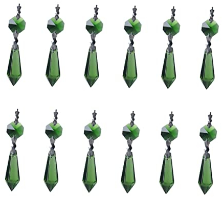 STOBOK 12 Stk Pendelleuchte aus Glas transparente Vorhänge grüne Vorhänge eine Halskette Halsketten Girlande aus Kristallperlen Kristall für Kostüm Geäst Kranz spitze Perlen Zubehör Korn