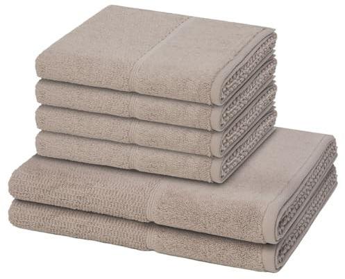 Möve for frottana - 6 teiliges Frottier-Set - Pearl (4 X Handtuch 2 X Duschtuch im Set) - 500 g/m2 - Baumwolle - Walkfrottee - saugstark - weich und flauschig - Cashmere