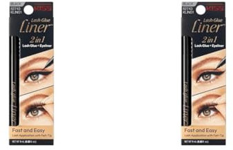 KISS Lash GLUEliner, Schwarz, 2-in-1 Wimpernkleber und Eyeliner mit Filzspitze, mattes Finish, kinderleichte Anwendung (Packung mit 2)