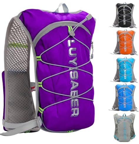 Running Hydration Vest Backpack, Lightweight Adjust Chest Straps Water Daypack Compatible with 2L Water Bladder, Breathable Reflective Hydrating Pack for Women Men Hiking Cycling Climbing Marathon