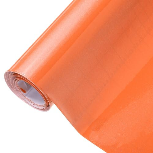 sourcing map Glossy Orange Contact Paper 15.7x118 Self-Adhesive Peel and Stick Countertops Wallpaper Waterproof for Desk Furniture Wardrobe Countertop Cabinet Kitchen Bathroom