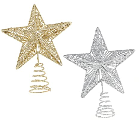 OFFSCH 2 Stück Baumspitze Stern Weihnachtsbaumspitze Stern Weihnachtsbaum Dekoration Baumkrone Verzierung Weihnachtsdekorationen Weihnachtsbaum Sternspitze Weihnachtsbedarf