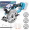 Cordless Circular Saw, 6 inch Battery Circular Saw for Makita 18V Battery, 6800Rpm Brushless Circular Saw with 3 Saw Blades, 0-45° Bevel, 57mm Depth, for Wood Plastic Tile Cut (Tool Only) (Circular)