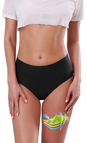 Maillot de Bain Menstruel Culotte Menstruelle, Fuite Menstruation Bas de Bikini Femme Short de Bain Absorbant Short de Bain Période Bikini Bas Période Culotte Taille Moyenne pour (Black, M)