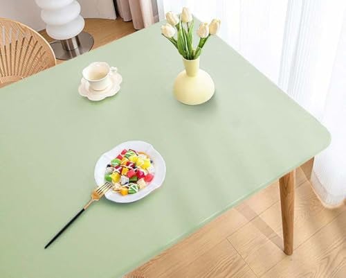 Miaogoo Rechteckige Tischdecke, elastische Kanten, PU-Leder, Tischabdeckung für Outdoor, Küche, Picknick, Camping, Party, wasserdicht, öldicht, Tischschutz (120 x 70 cm, Hellgrün)