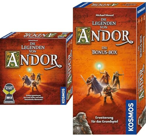 Bundle aus KOSMOS Die Legenden von Andor - Das Grundspiel Andor + Erweiterung Die Bonus-Box, Brettspiel für 2-4 Personen ab 10 Jahre, Kennerspiel des Jahres 2013, kooperatives Fantasy-Brettspiel ab 10