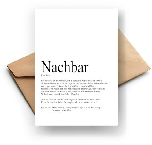 Nachbar Klappkarte Definition – Freundliche Grußkarte für den neuen Nachbarn – Willkommen im Wohnviertel