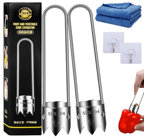 KERANEET 2 Stück Apfelentkerner Apfelentkerner Apfelausstecher Apfelausstecher Edelstahl Apfelausstecher Entkerner für Obst und Gemüse Küchenhelfer Entfernt Kerngehäuse