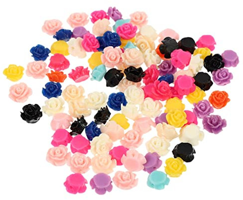 Lurrose 100pcs Resin Rose Diy Earring Jewelry Pendants Charms for Handmade Material Decorations