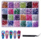 Pmueuff Piedras para Uñas, 18000 Piezas Diamantes de Uñas con Recoger Pinzas 12 Colores Diamantes de Imitación para Unas Decoración de Uñas para Nail Art Cara Ropa Artesanía