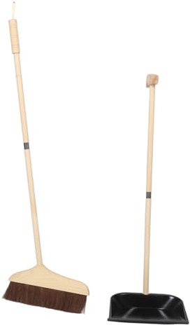Gatuida Recogedor y Escoba Mango De Madera Cepillo Suave para Interiores Fácil De Limpiar
