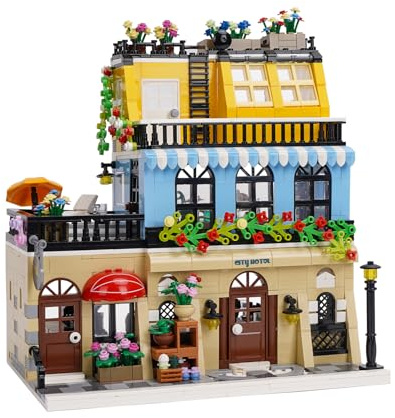 Geniteen Set de Bloques de Construcción de Hotel de la Ciudad, 1464 Piezas de Juguete de Construcción de Cafetería Moc Vista de Calle Modelo de Decoración para el Hogar para Adultos y Adolescentes