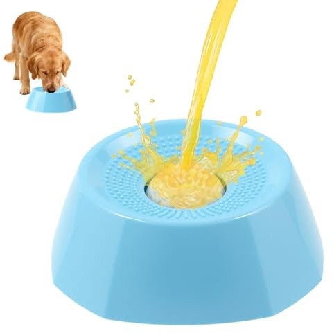 Ciotola Anti Ingordigia per Cani, Ciotola da Leccare con Pallina, Antiscivolo con Ventose, Giocattolo da Leccare per Combattere la Noia e l'ansia da Separazione, per Cani di Piccola Taglia