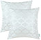 CaliTime Kissenbezüge Kissenhülle 2er-Pack Wurfkissenbezüge Schalen für Heim-Sofa-Couch Modern Glänzend & Matt Kontrast Quatrefoil Akzent Geometrisch 45cm x 45cm Weiß