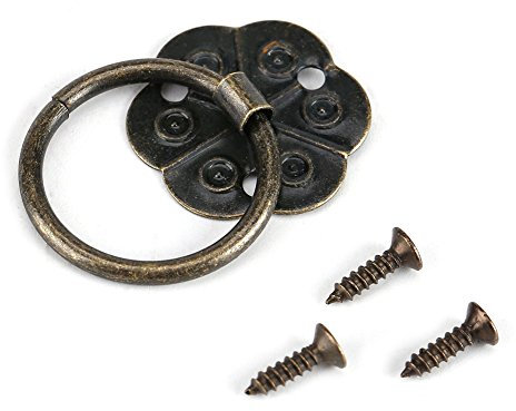 Fdit 20Pcs Ring Pull Handle Knob Vintage Antique Style Home Furniture Hardware for Cupboard Cabinet Drawer Doors (2 x 2cm)