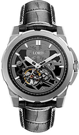 Lord Timepieces Herrenuhr Orion Silver Uhr - Italienische Lederband - 43mm