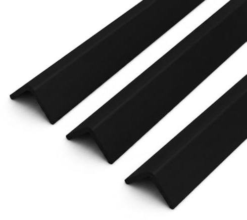 3 x Corner Trim Black 50mm UPVC Plastic Angle - 1 Metre Rigid 90 Degree L-Shape Edge Guard