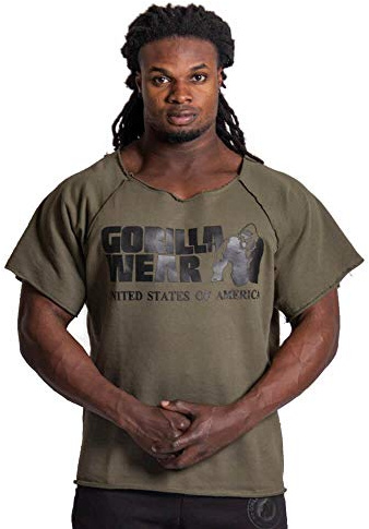 GORILLA WEAR Men's Classic Work Out Top T shirt, Green, 3XL UK